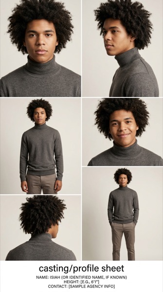AI casting sheet of the model Isiah
